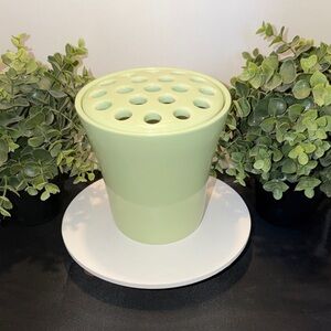 Mint Green Ceramic Flower Frog Vase